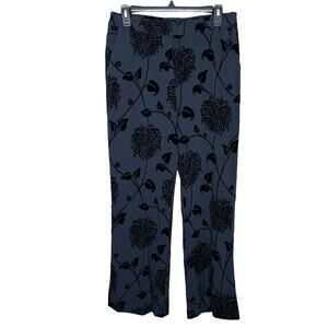 Willi Smith Gray & floral Black velvet Trousers Size 6